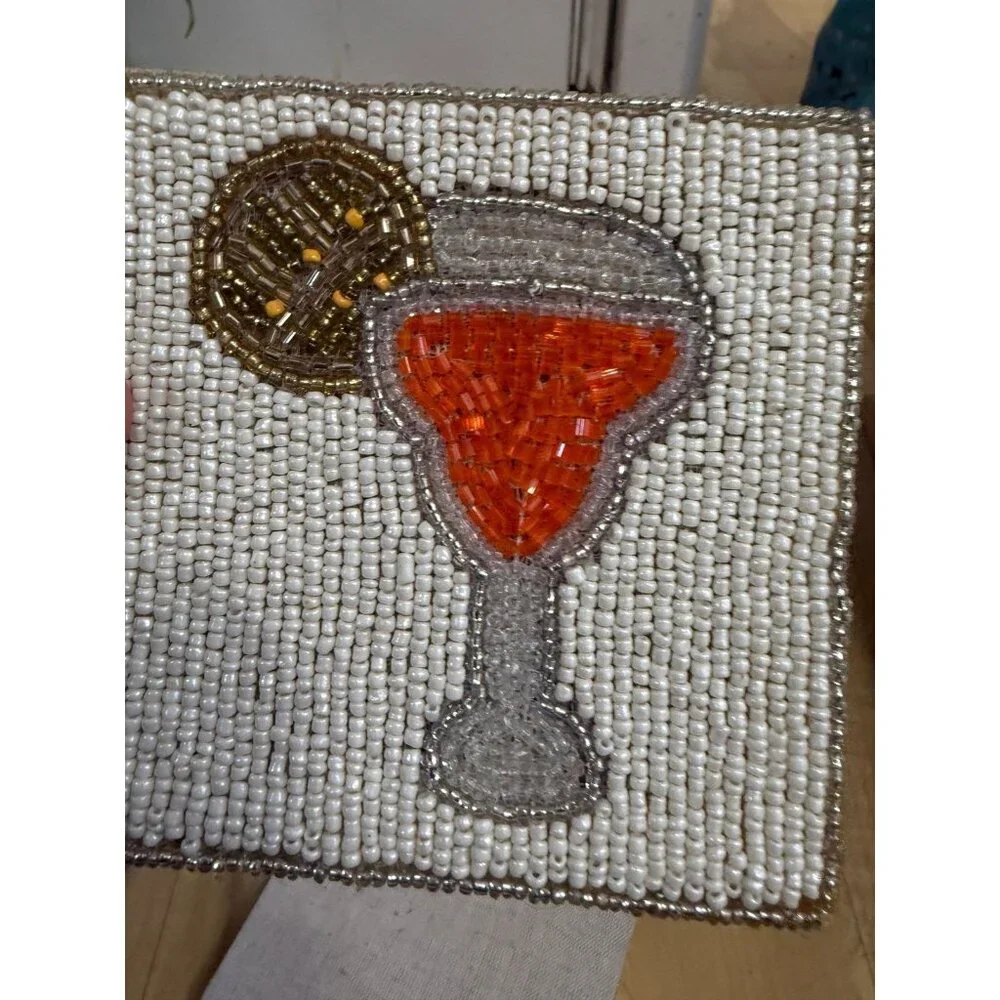 Folkulture Handmade Beaded Drink Coasters Set